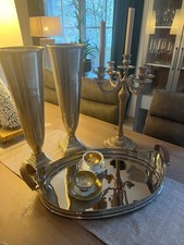 Metalltablett oval Silberoptik