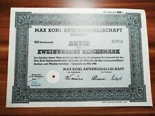 Historische Aktie - Max Kohl Aktiengesellschaft Chemnitz 200 RM Mai 1940