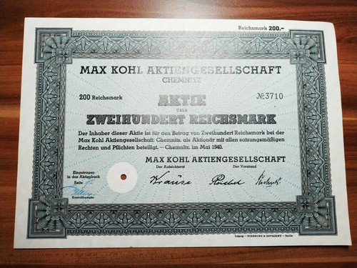 Historische aktie max kohl - historische,