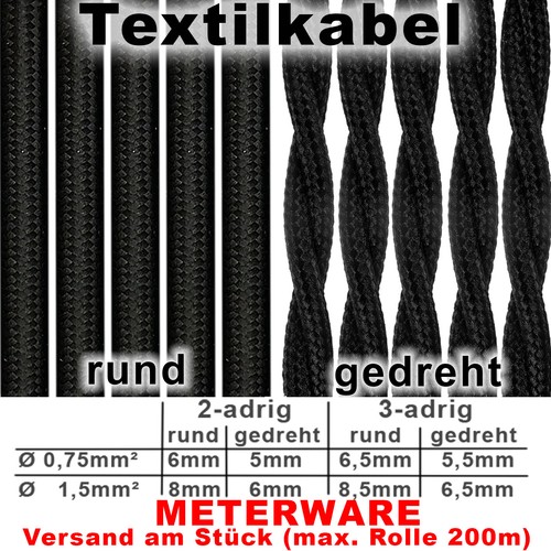 Adrig textilkabel - 3-adrig,