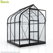 Vitavia Gewächshaus Orion 3800 3mm ESG Glas BxT 202x195cm 3,8m² Alu schwarz