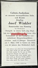 Sterbebild WWII Obergefreiter Hanning Gebirgsjäger Endkampf Futa-Pass Italien
