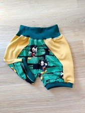 grüne/gelbe kurze Pumphose,Micky ,Neu, Handmade, Jersey, Gr.104/110,Unisex,Kita
