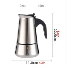 Espressokocher Edelstahl Mokkakanne für Induktion 4/6/9 Tassen Kaffeebereiter