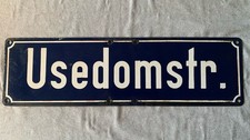 Alt Strassenschild Usedomstr.  Emaille 2,3 kg Schild 70er Jahre Usedom 70x20 cm