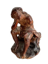 Antike Holzskulptur Heiligenfigur handgeschnitzt Jesus Ölberg 17/18JHD Höhe 9cm