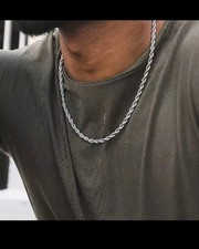 Halskette Silber 4 mm – Gliederkette für Herren & Damen – Edelstahl-Optik –...