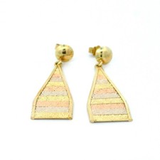 Goldohrringe, Goldohrstecker lang, Tricolor Gelbgold Weißgold Rosegold 585 14 KT