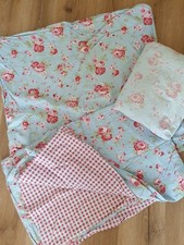 Zwei Bettwäsche Set Ikea Rosali Blau Rosen Kariert Vintage Rare Blumenmuster