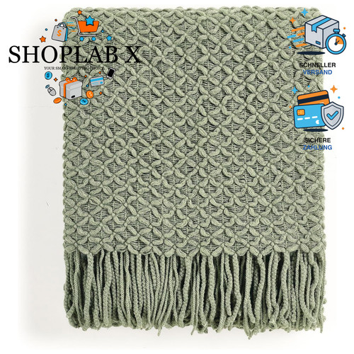 Strickdecke boho salbeigrün - boho,