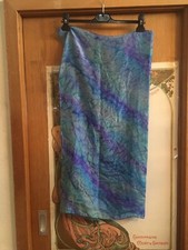 Wunderschönes Batik Halstuch Seide Malerei ca. 80x80cm Blau Lila