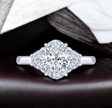 Damen Verlobungsring Halbfassung Diamant 0,80 Karat Oval 14 Karat Weißgold