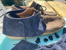 VISVIM * Halbschuhe Mokassin Wildleder braun/blau * 12 /46