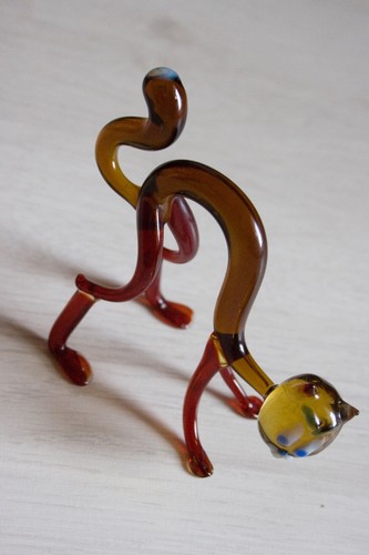Glasfigur katze neuwertig - glasfigur, ,