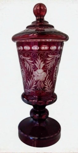 Deckel pokal böhmen rubinrot - pokal,