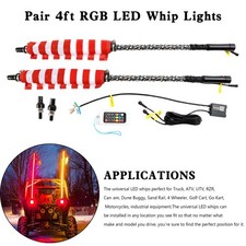 2X 4ft RGB APP Whip Lights