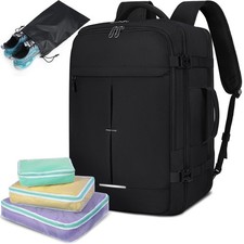 Reiserucksack Herren Damen Handgepäck Rucksack Wasserdichter Schwarz, 51x34x19cm