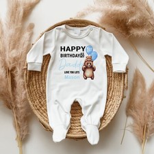 Personalisierter Happy First Birthday As My Daddy Schlafanzug, 1. Geburtstag Body