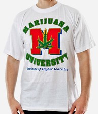 T-Shirt MARIJUANA UNIVERSITY Größe XL Baumwolle Siebdruck Original 1990er Jahre