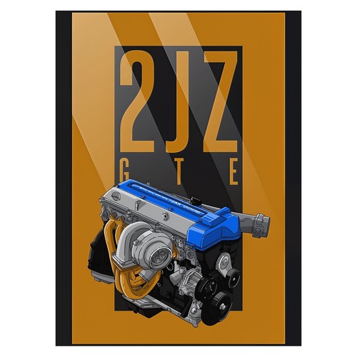 2jz motor illustration poster - illustration,