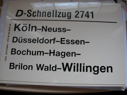 Zuglaufschild schnellzug - zuglaufschild, d-schnellzug