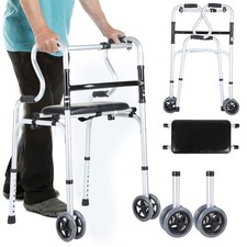 Rollator Gehhilfe Faltbar Aluminium Gehbank Kompakt Leichtgewicht mit 4 Räder