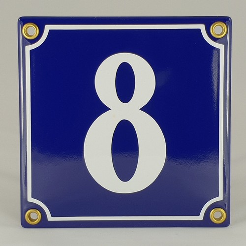 Emaille hausnummer blau - emaille, 8