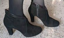 Gadea WILDLEDER STIEFELETTEN HIGH HEEL Gr. 40,SCHWARZ, UNGEFÙTTERT, TOP ZUSTAND 