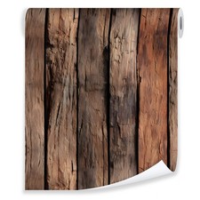 Vliestapete Braun 3D Holz Baum