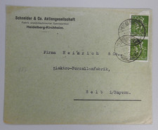 2663/ Brief Schneider & Co AG Fabrik elekt. Artikel, Heidelberg Kirchheim 1922
