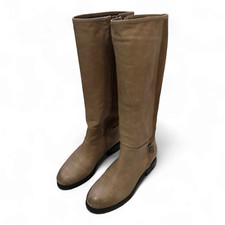 Geox Lederstiefel Braun Gr 37 Echtleder Reitstil Seitlicher Reißverschluss