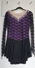 Kürkleid Eiskunstlauf mit Glitter schwarz-lila Gr.38 M Damen Kleid