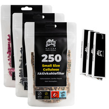 250x KAILAR Cellulose Aktivkohlefilter Ø 5,9mm in SECHS Farben! + 3x  Papers!