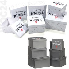 6-SET Box Geschenkbox Pappe weiß grau Aufbewahrung Aufbewahrungsbox Ordnungsbox