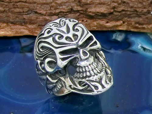 Verzierter totenkopf ring - verzierter,