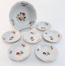 Kompottschüssel & Dessertschälchen Walbrzych Porzellan 7 tlg. Erdbeer Decor