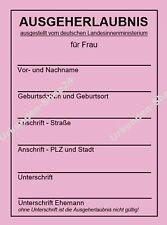 Ausgeherlaubnis Ehefrau