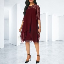 Damen Chiffon Midi-Kleid –