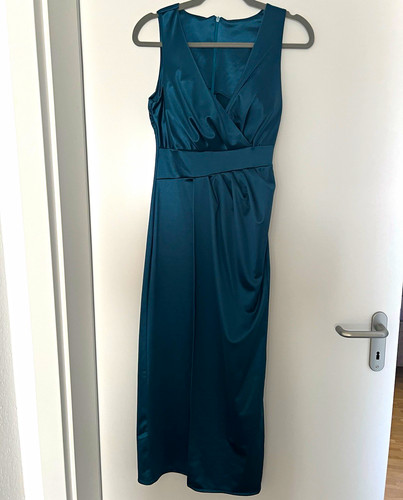 Damen abendkleid midi petrol - abendkleid,