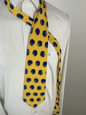CONSETA Krawatte 100% Seide gelb blau Blumen gepunktet Krepp Schlips 9,5 x 152cm