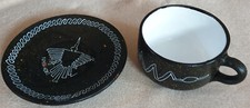 Steingut Geschirr Nasca Peru Kaffeetasse mit Untertasse Souvenir