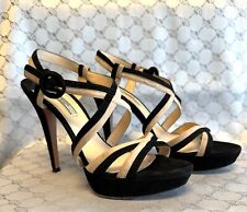 PRADA - High Heels - Sandaletten - Plateau- Gr. 40 - Wildleder - Schwarz / Beige
