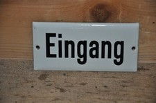 Altes Emailschild/Türschild,Eingang,Vintage,Retro