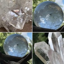 3x EDELSTEIN im Set ? Glasklarer Bergkristall Kugel Apophyllit Kristall Druse