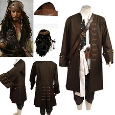 Fluch der Karibik Jack Sparrow Komplettset Perücke Cosplay Kostüm Karneval Anzug