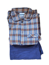 Schlafanzug Jungen 152 Oberteil kariert Hose blau Alive gebraucht