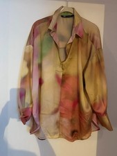 ZARA Satinbluse BATIK-OPTIK t Batikdesign BLOGGER viral  Gr.L NEUW.! TOP!