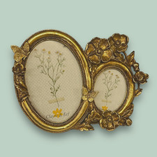 Clayre & Eef 2-er Bilderrahmen Gold mit Blüten Schmetterling 17cm x 24cm NEU