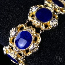 Vintage WMF Silberarmband Blaues Emaille 925 Silber Vergoldet 19,5cm Second Hand