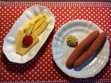 Gehäkeltes Set  Würstchen🍟 Pommes , Senf, Ketchup,, Kinderküche  Handmade❤️